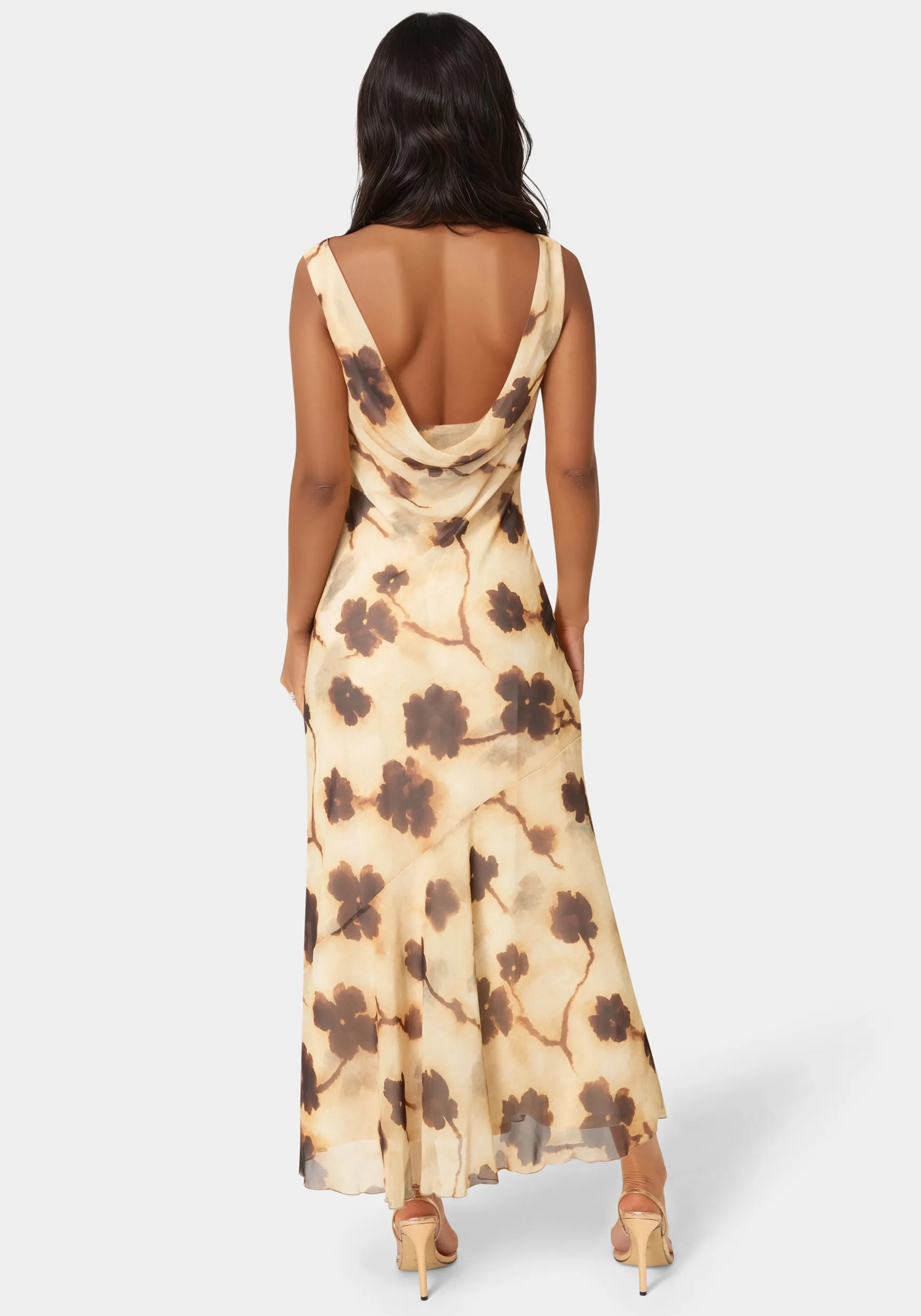 Printed Chiffon Cowl Maxi Dress sold by Bebe product image thumbnail 3