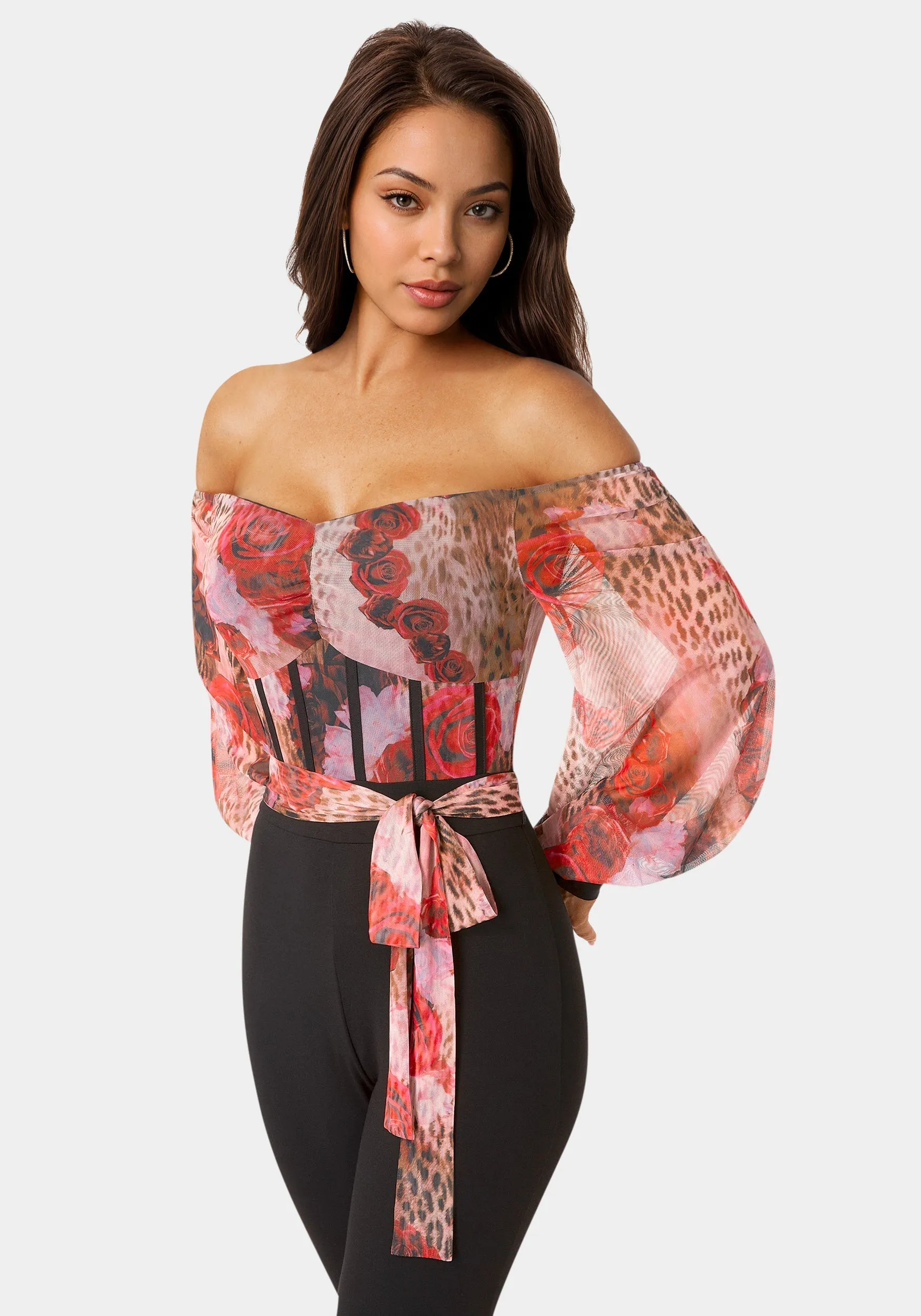 Mesh Off Shoulder Catsuit sold by Bebe product image thumbnail 4