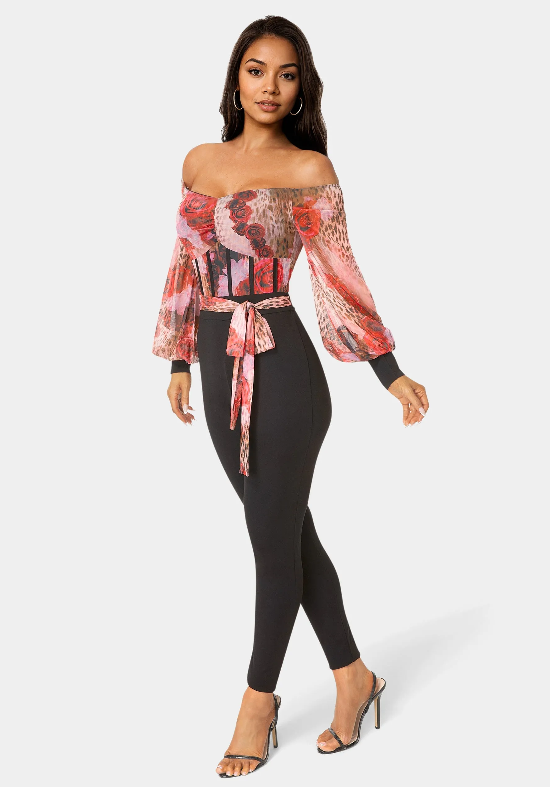 Mesh Off Shoulder Catsuit sold by Bebe product image thumbnail 2