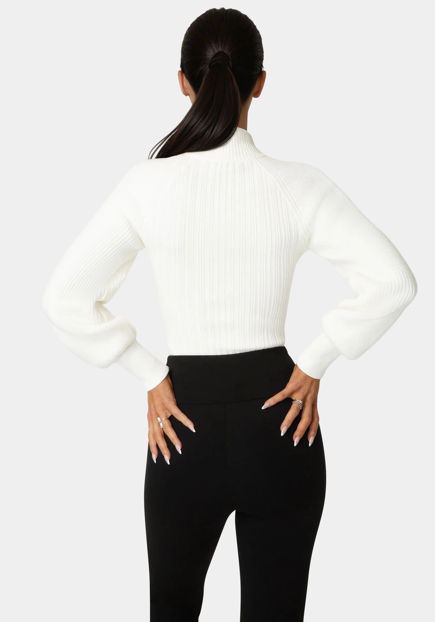 Long Sleeve Ribbed-Knit Top sold by Bebe product image thumbnail 2