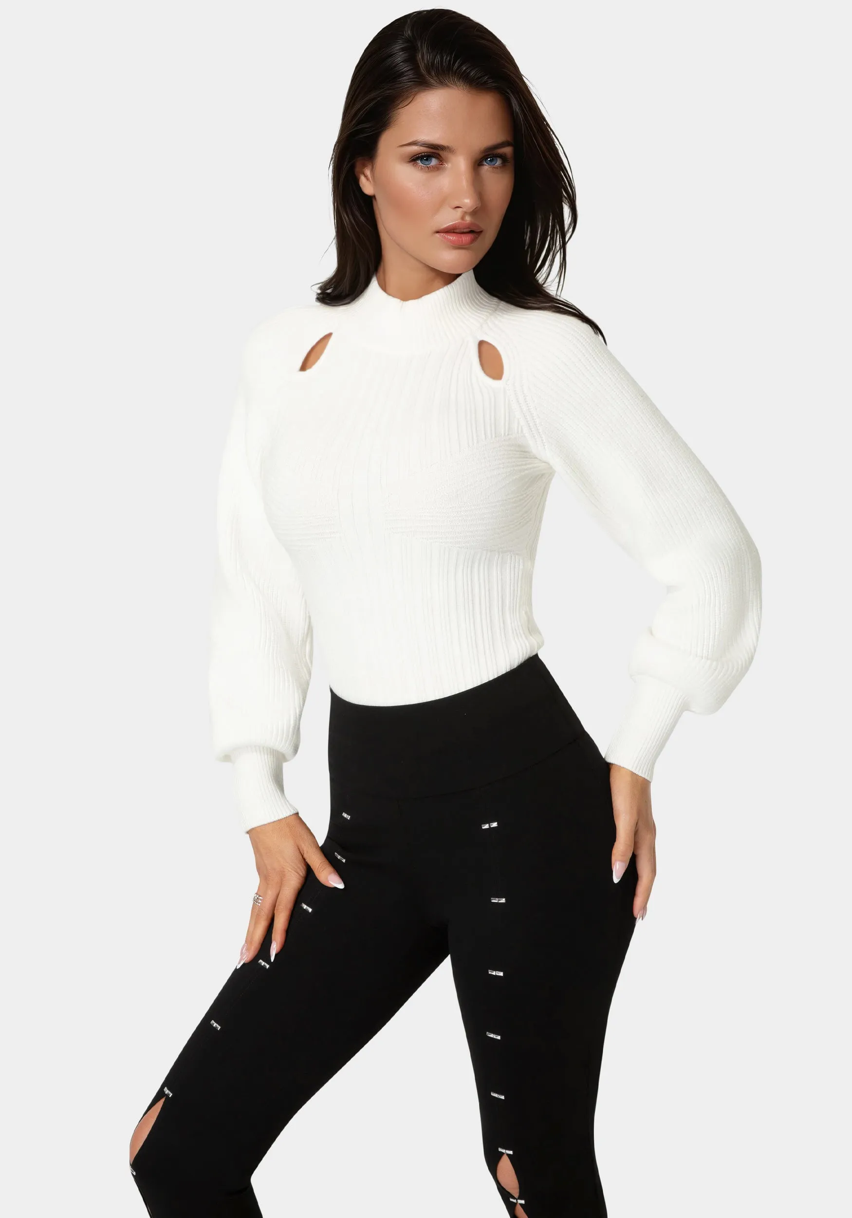 Long Sleeve Ribbed-Knit Top sold by Bebe
