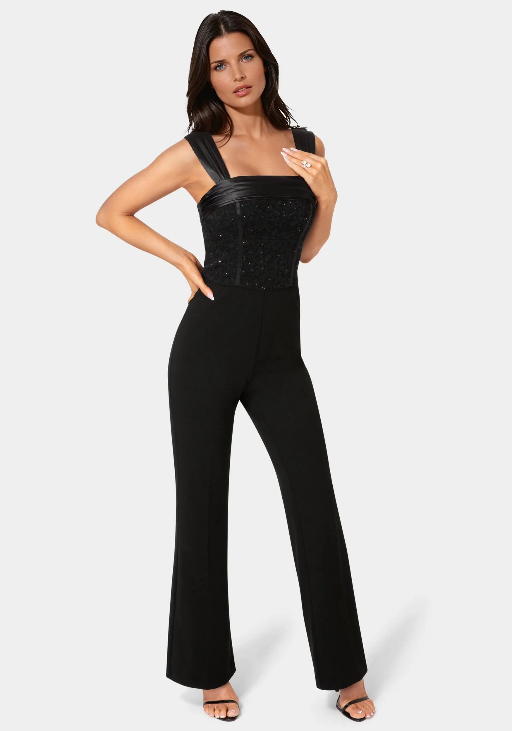 Palazzo Leg Lace Corset Jumpsuit sold by Bebe product image thumbnail 4