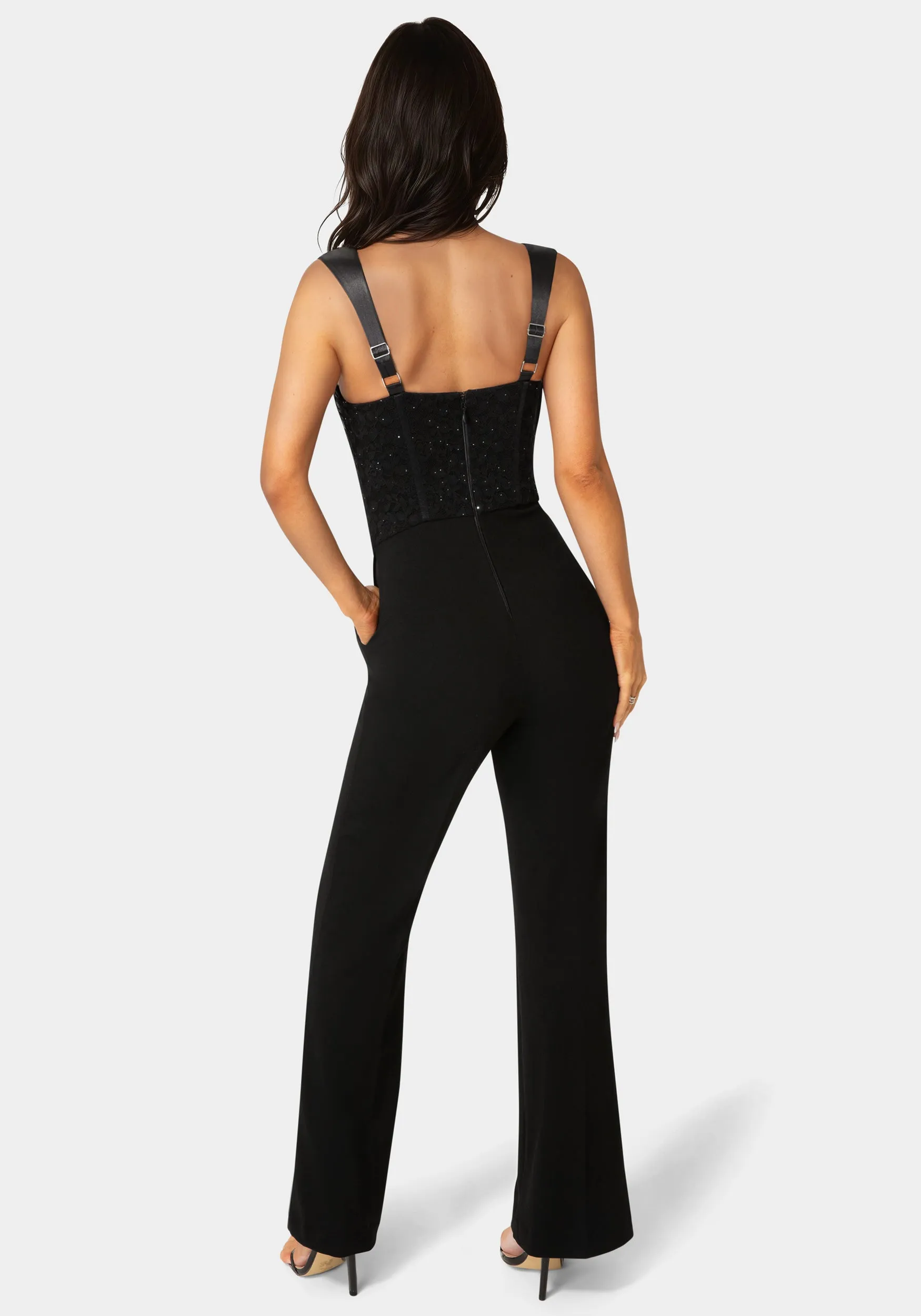 Palazzo Leg Lace Corset Jumpsuit sold by Bebe product image thumbnail 2