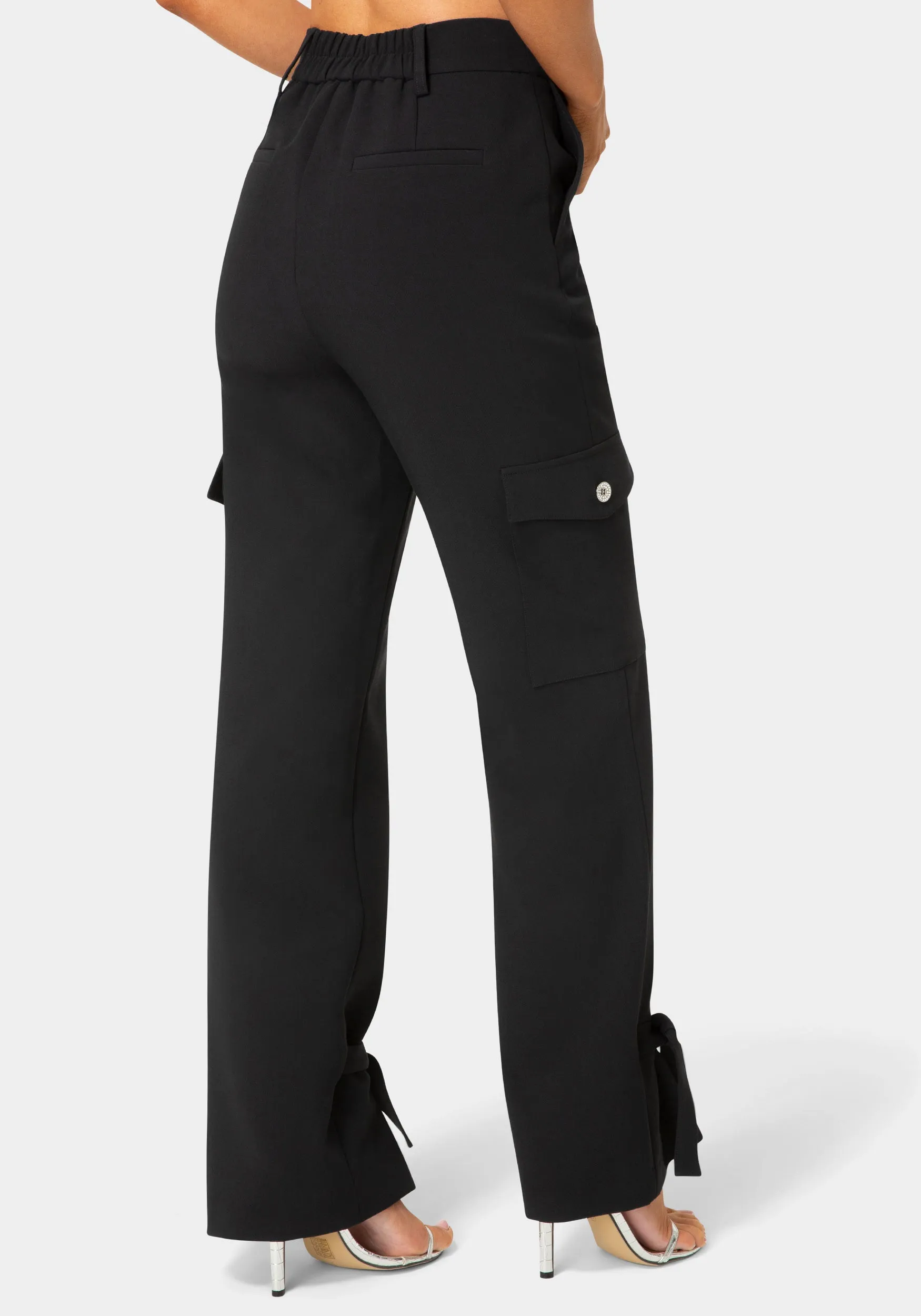 High Waist Tie Detail Cargo Jogger sold by Bebe product image thumbnail 3