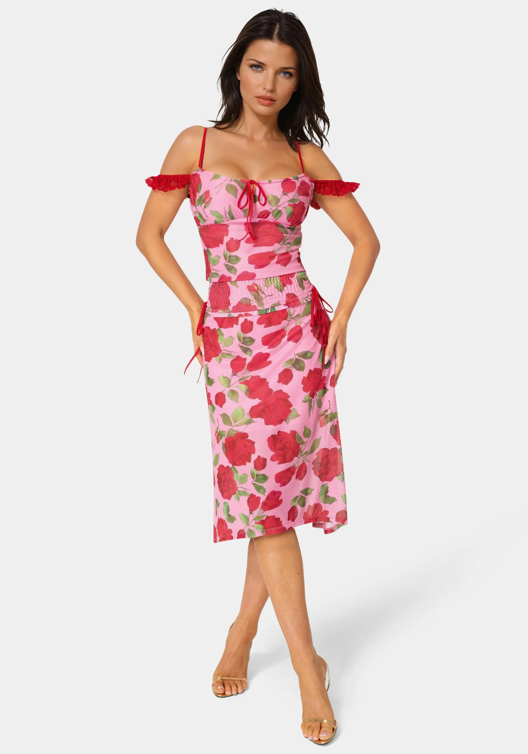Floral Printed Mesh Maxi Skirt sold by Bebe product image thumbnail 2