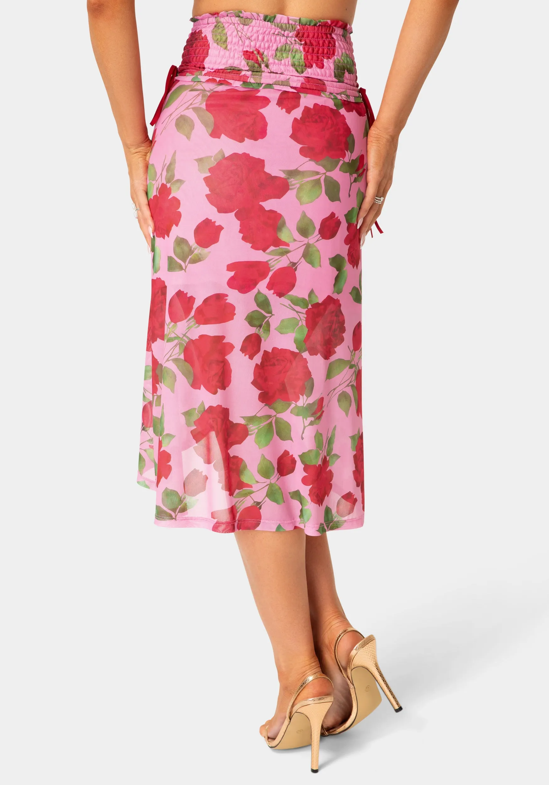 Floral Printed Mesh Maxi Skirt sold by Bebe product image thumbnail 4
