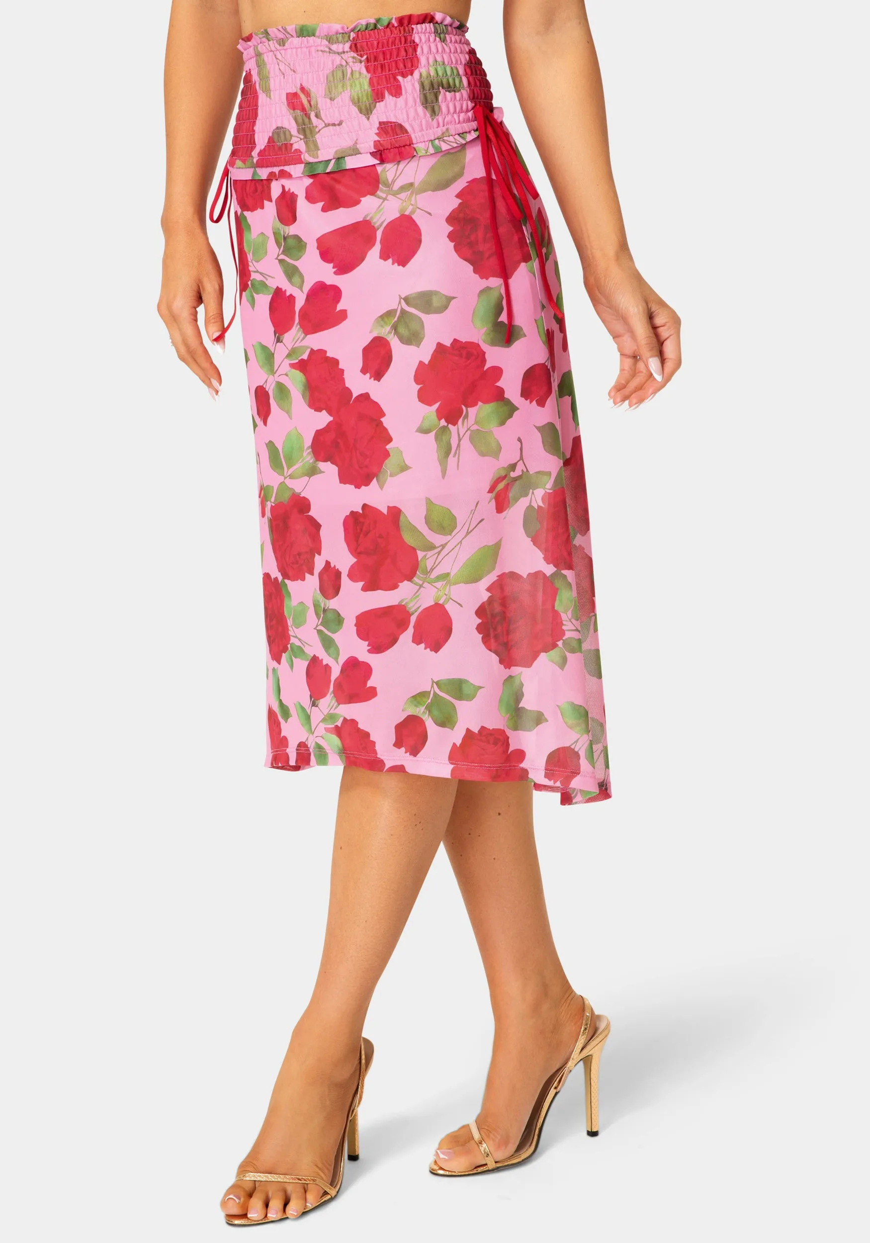Floral Printed Mesh Maxi Skirt sold by Bebe product image thumbnail 3