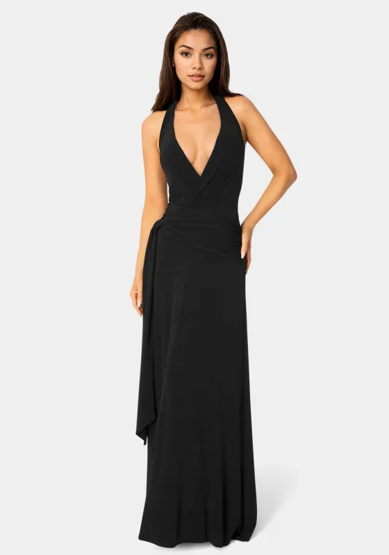 Wrap Front Plunge Neck Maxi Dress made by Jump
