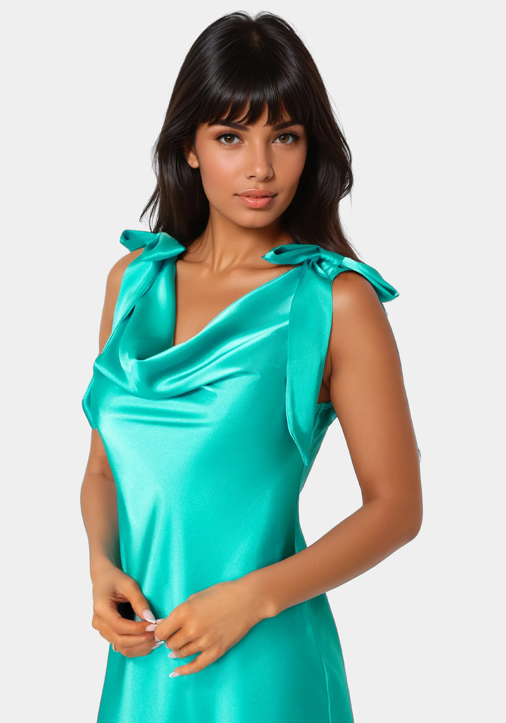 Bow Strap Satin Midi Dress sold by Bebe product image thumbnail 4