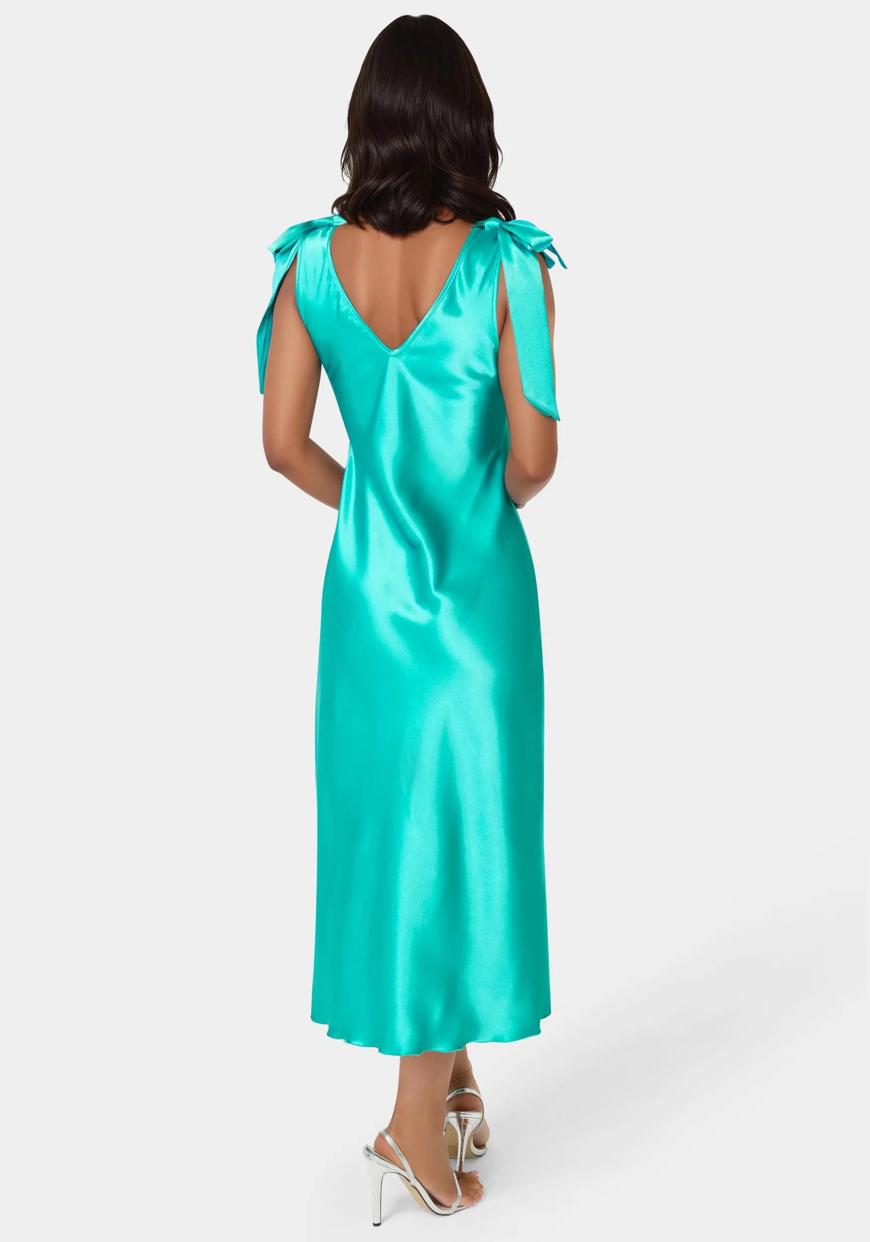 Bow Strap Satin Midi Dress sold by Bebe product image thumbnail 3