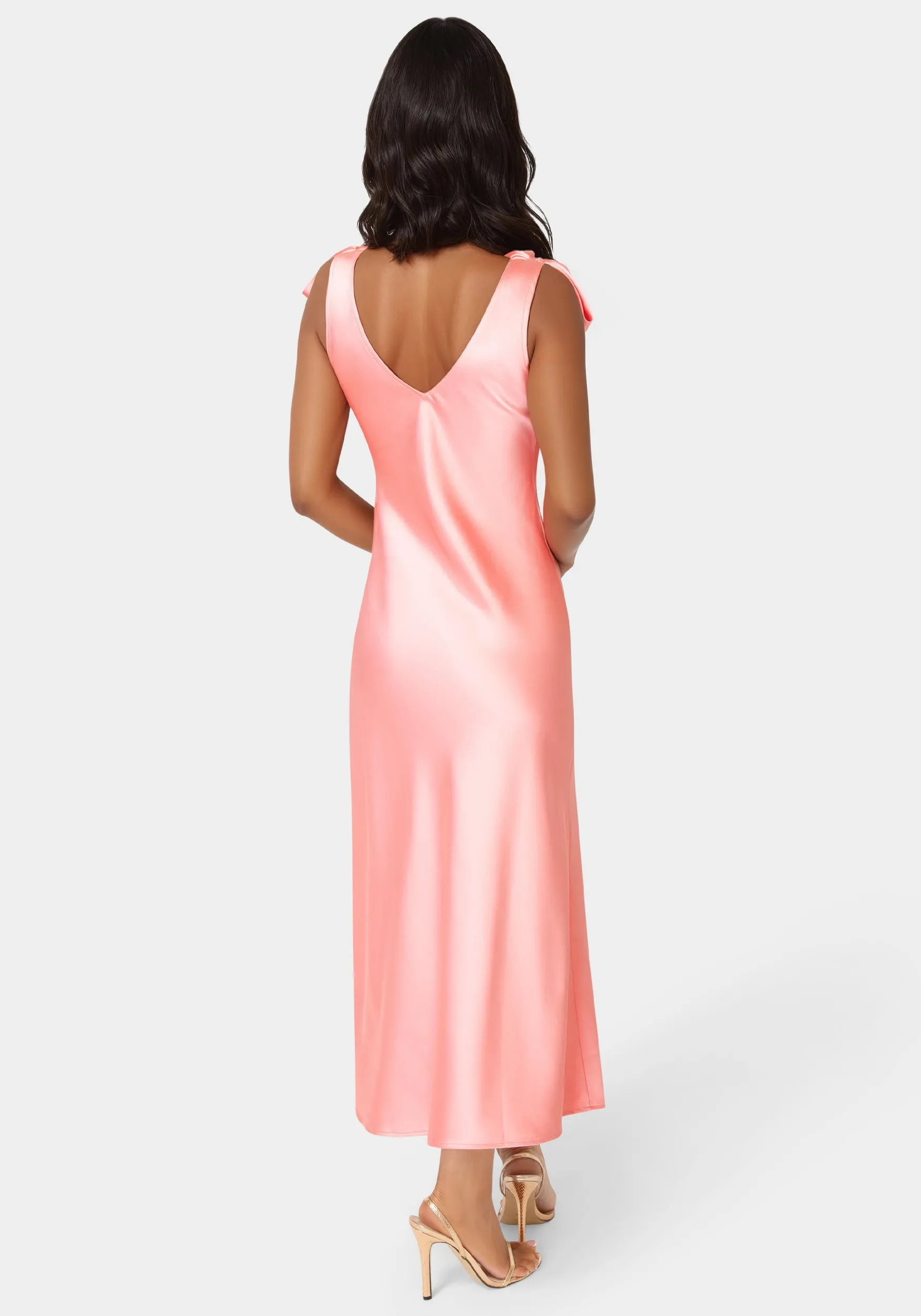 Bow Strap Satin Midi Dress sold by Bebe product image thumbnail 3