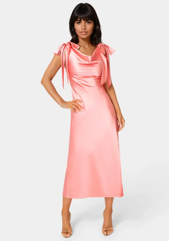 Bow Strap Satin Midi Dress sold by Bebe