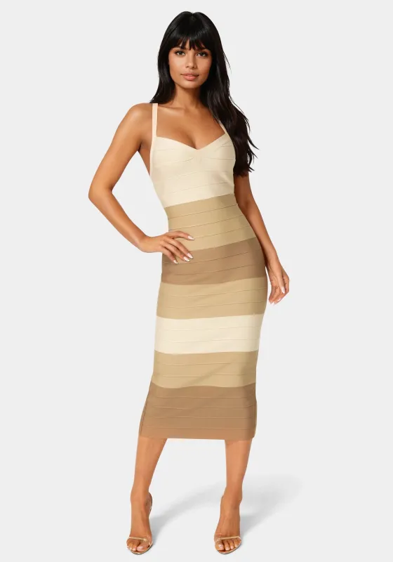 ColorBlock Bandage Midi Dress sold by Bebe