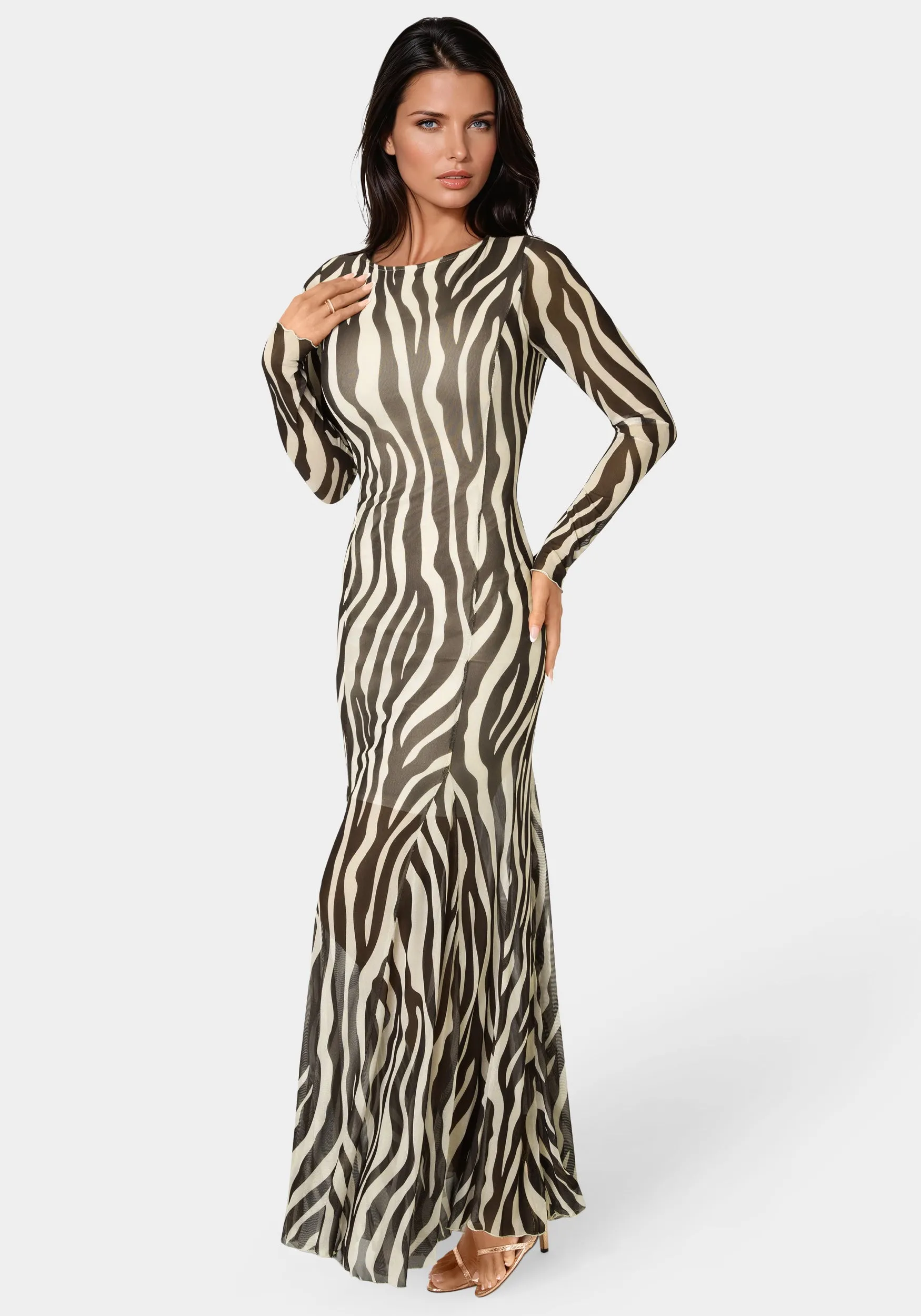 Long Sleeve Powermesh Dress sold by Bebe product image thumbnail 2