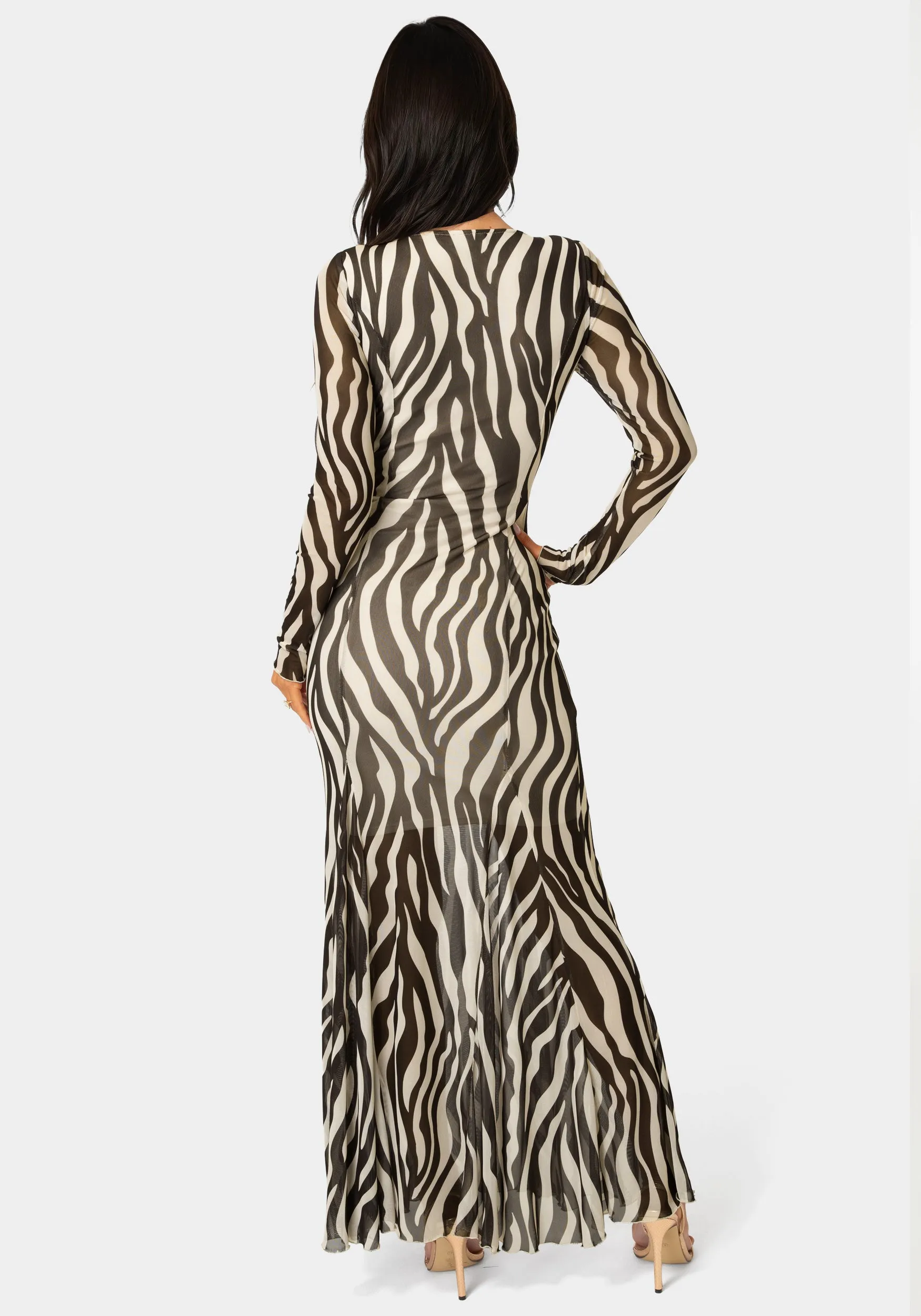 Long Sleeve Powermesh Dress sold by Bebe product image thumbnail 3