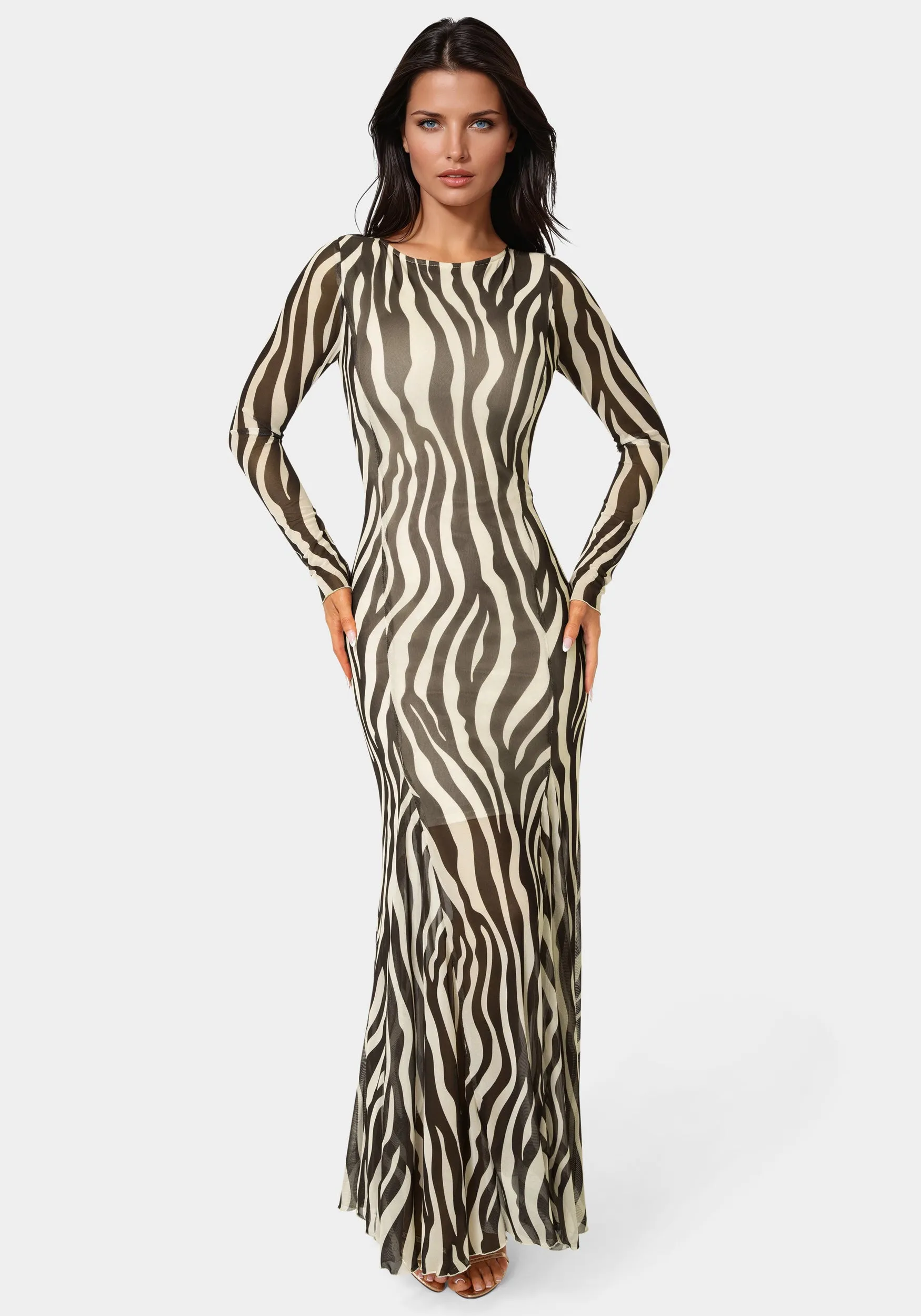 Long Sleeve Powermesh Dress sold by Bebe