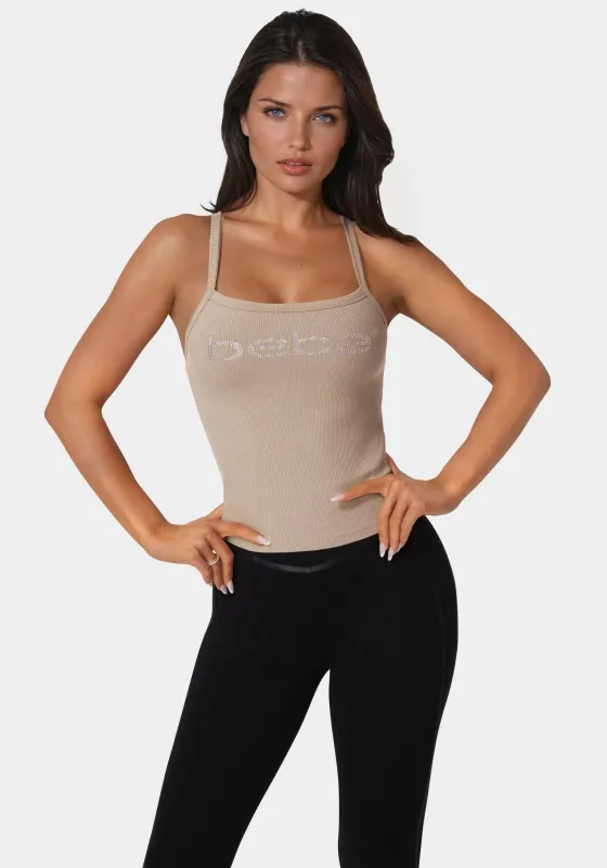 Bebe Logo Racer Back Rib Tank sold by Bebe