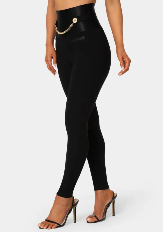 Satiny High Waist Gold Chain Legging sold by Bebe