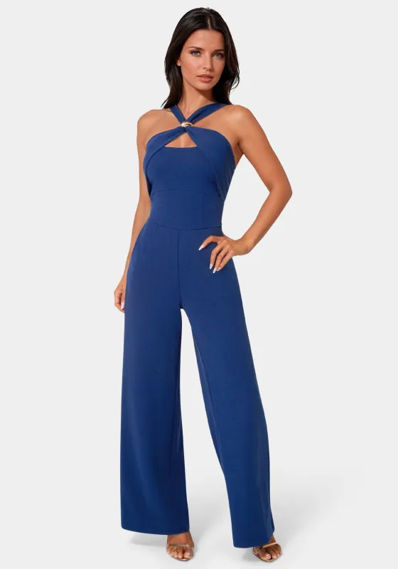 Knit Crepe Twist Wide Leg Jumpsuit sold by Bebe