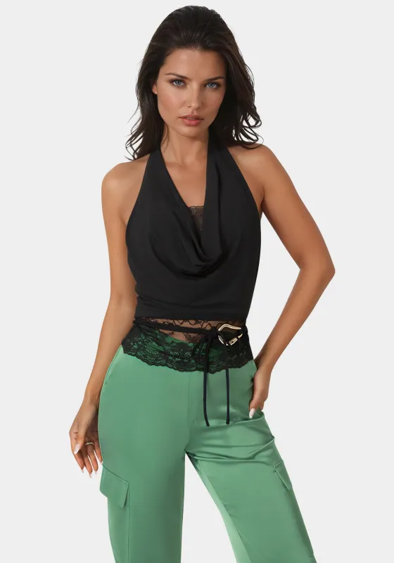 Cowl Neck Lace Layered Halter Top made by TC