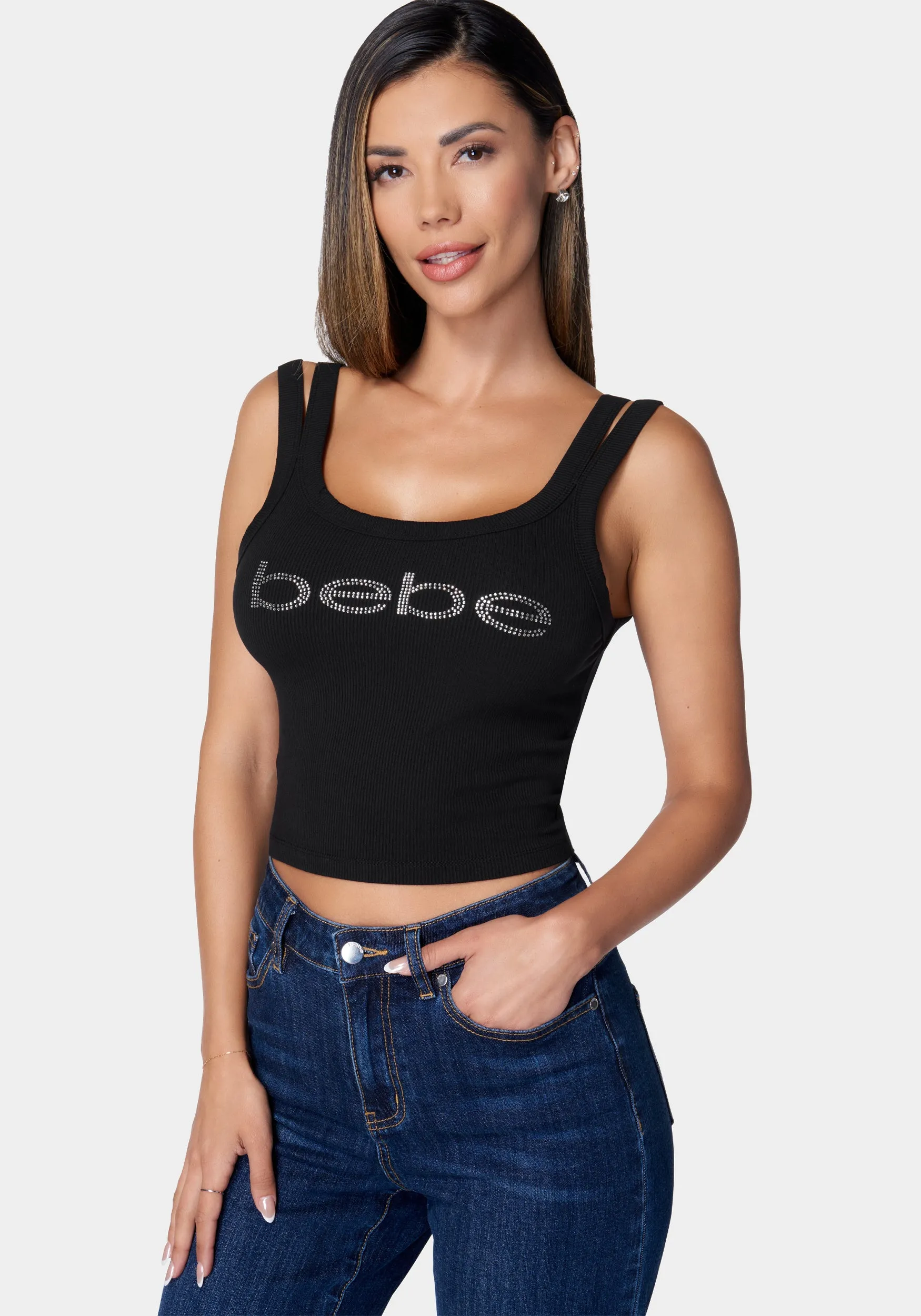 Bebe Logo Cropped Rib Top sold by Bebe product image thumbnail 3