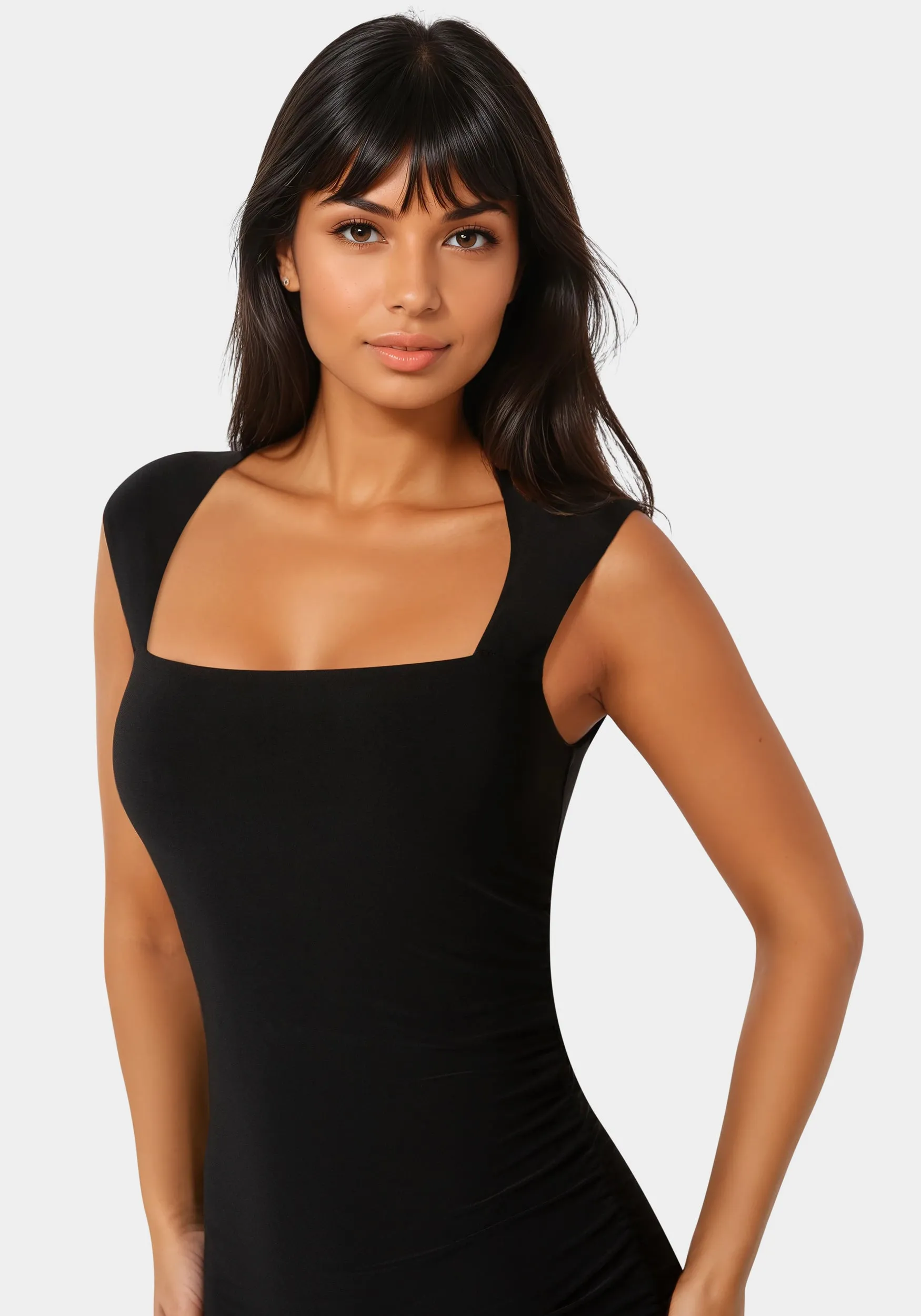 Square Neck High Slit Midi Dress sold by Bebe product image thumbnail 4