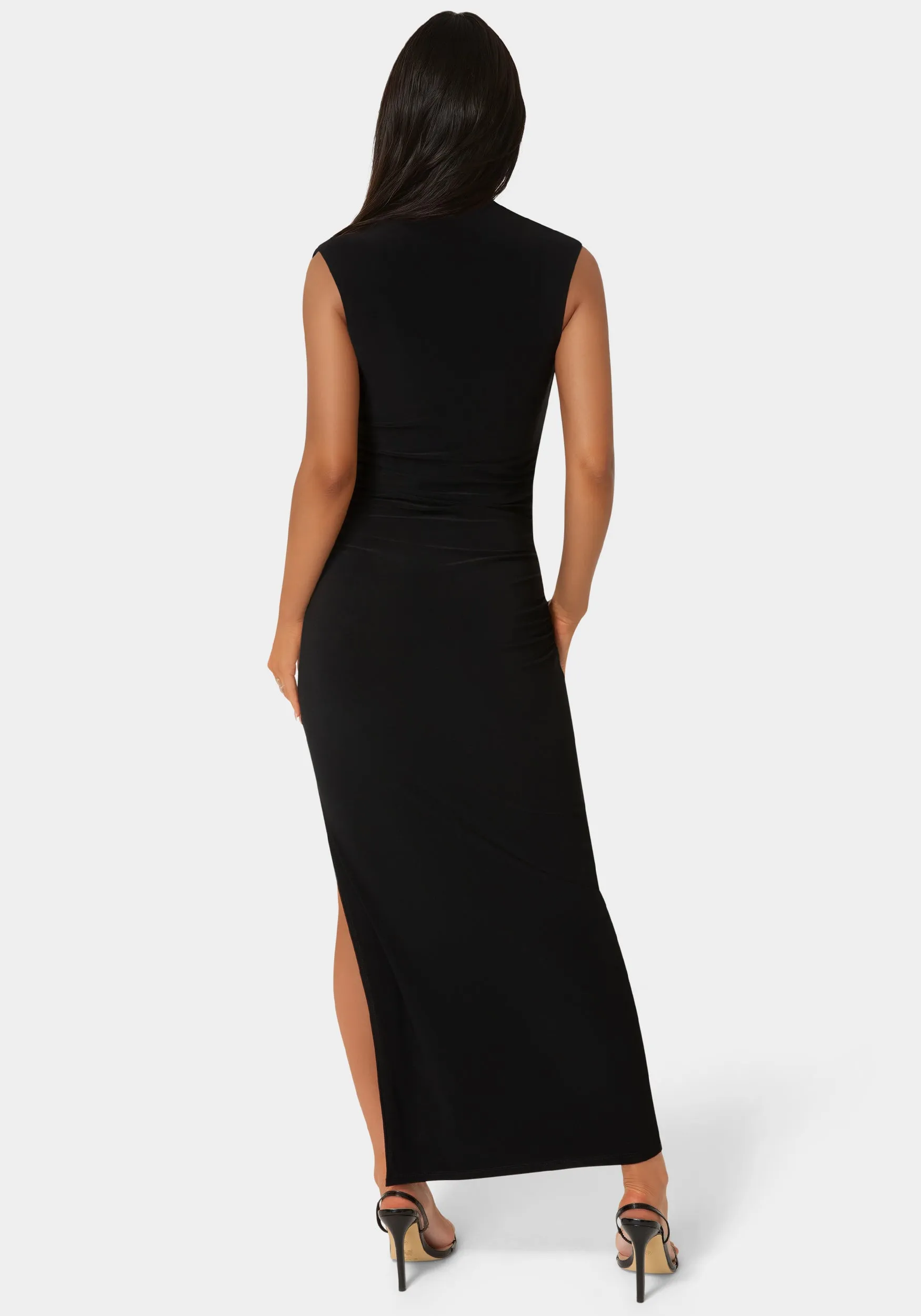 Square Neck High Slit Midi Dress sold by Bebe product image thumbnail 3