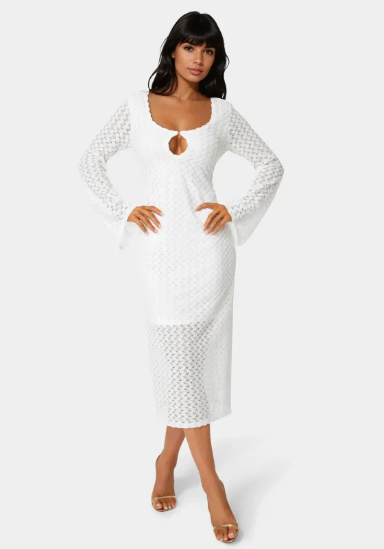 Long Sleeve Cutout Crochet Maxi Dress sold by Bebe