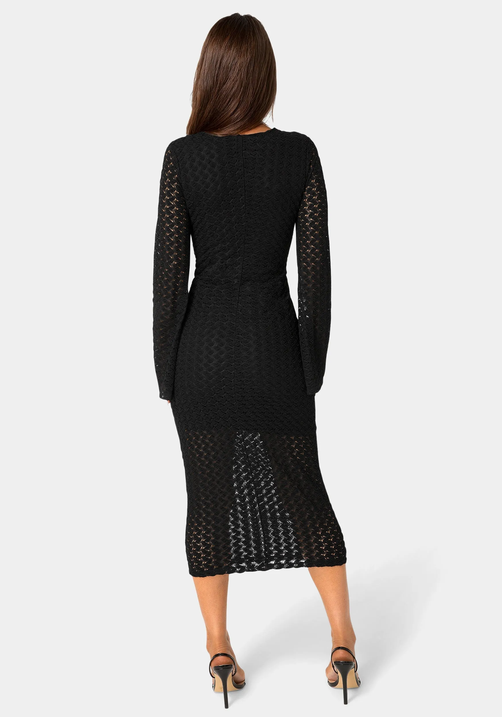 Long Sleeve Cutout Crochet Maxi Dress sold by Bebe product image thumbnail 3