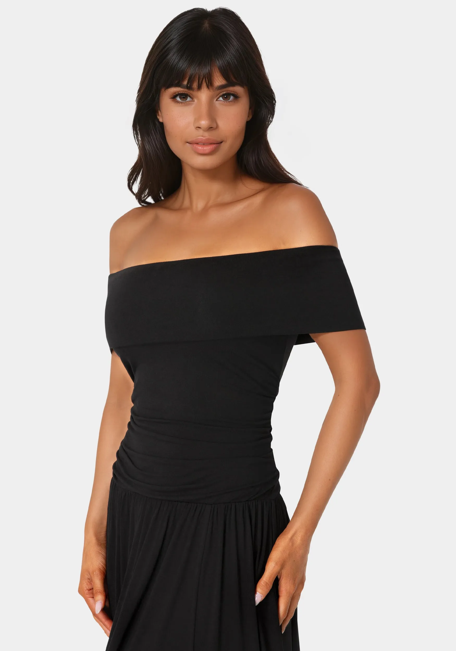 Off the Shoulder Drop Waist Maxi Dress sold by Bebe product image thumbnail 4
