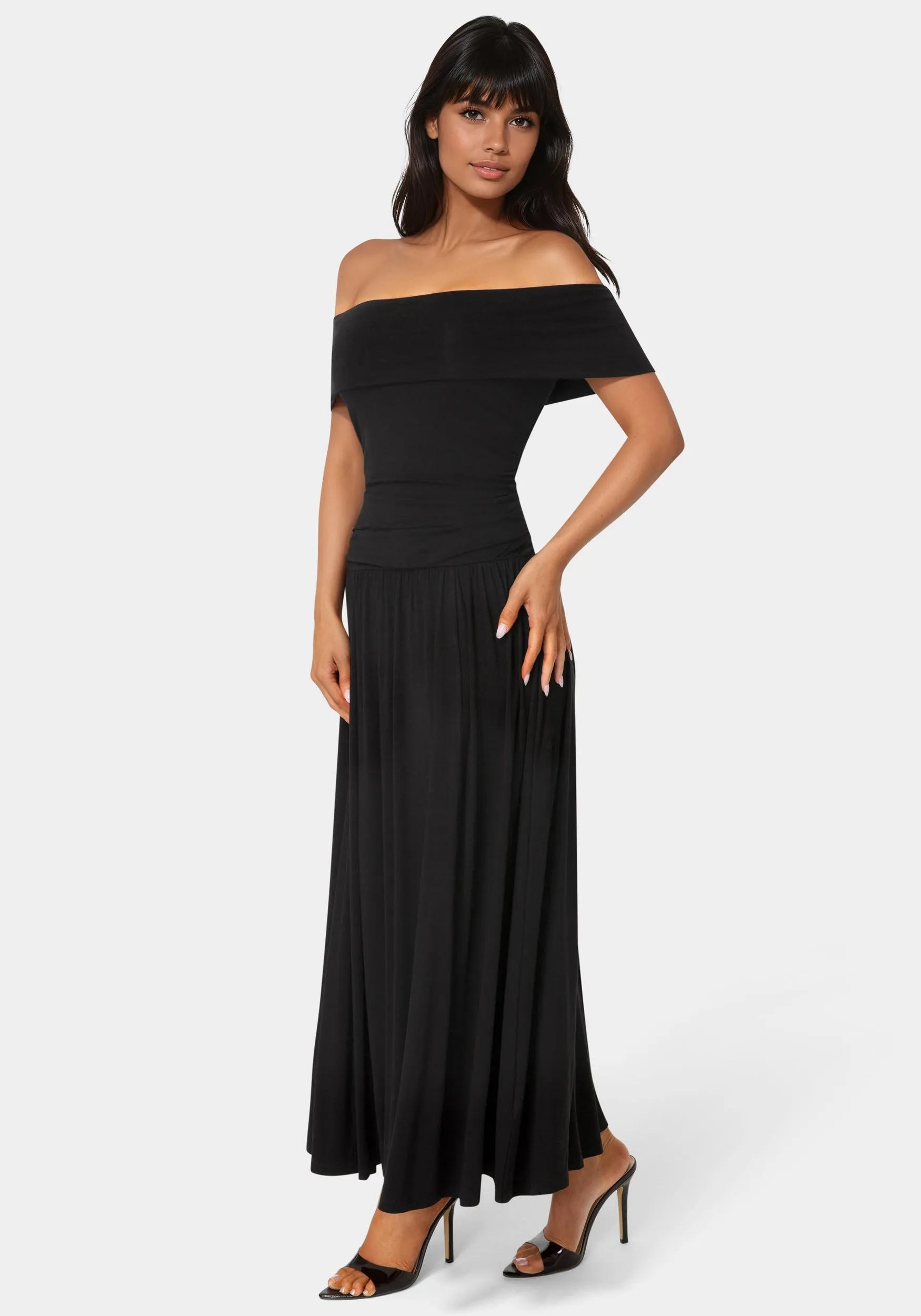 Off the Shoulder Drop Waist Maxi Dress sold by Bebe product image thumbnail 2