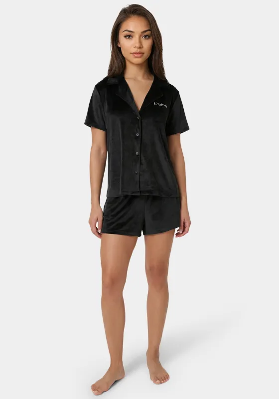 2pc Velour Super Soft Notch Collar Lounge Short Set made by Bebe