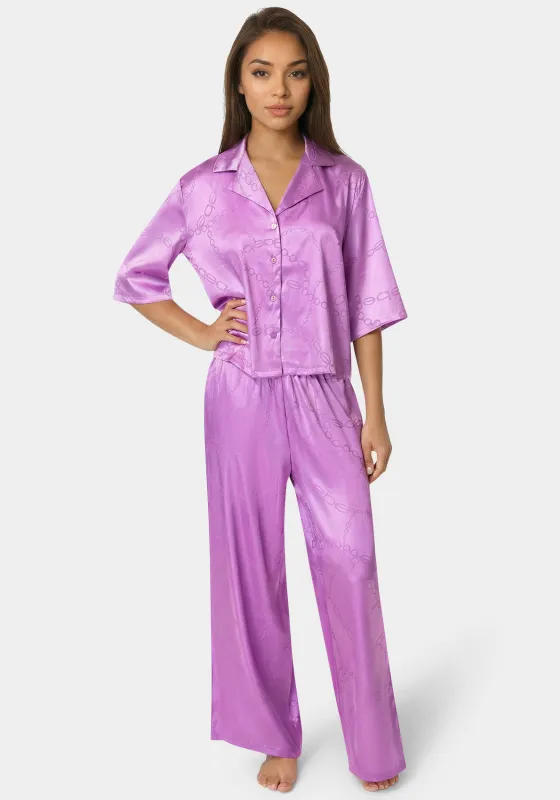 2pc Satin Notch Collar Pant Set made by Bebe