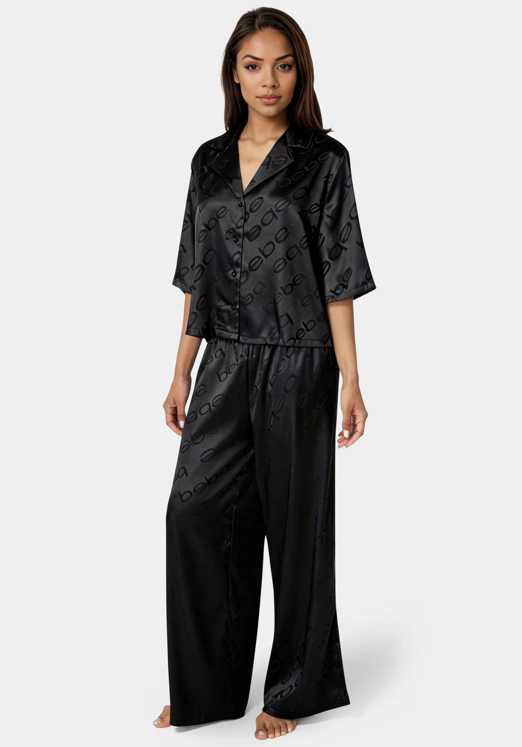 2pc Satin Notch Collar Pant Set sold by Bebe product image thumbnail 2