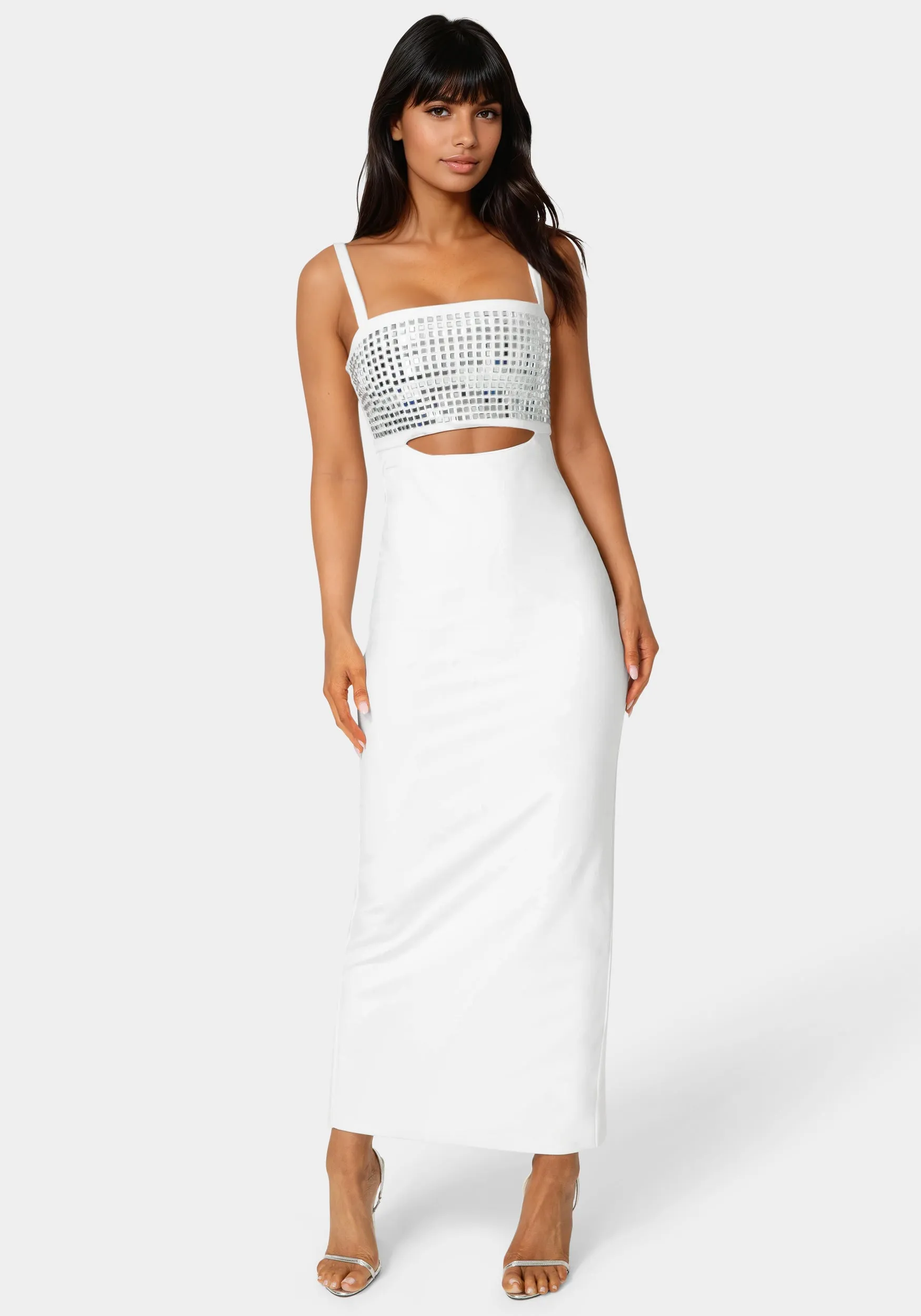 Embellished Strapless Column Maxi Dress sold by Bebe