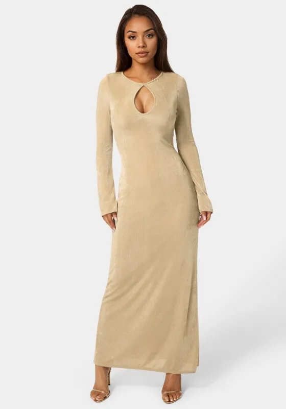 Long Sleeve Open Neck Slinky Maxi Dress made by Jump