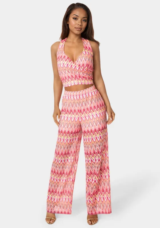 2-Piece Chevron Halter Top Flare Pant Set made by Jump