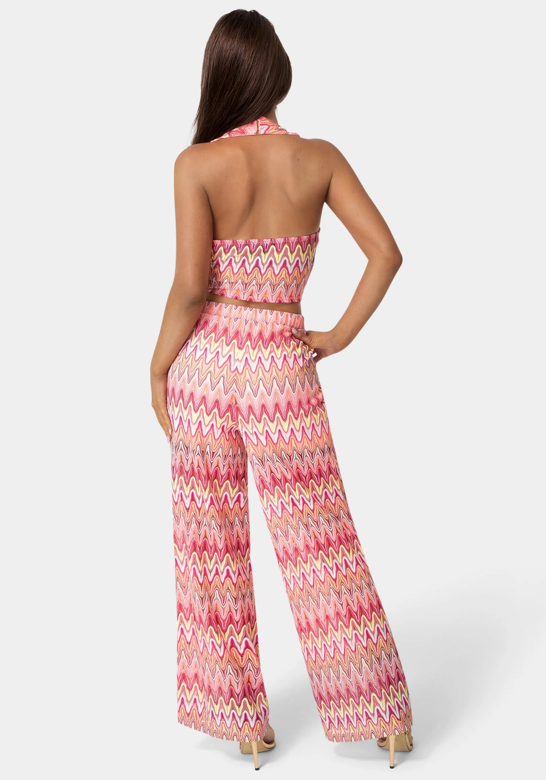 2-Piece Chevron Halter Top Flare Pant Set sold by Bebe product image thumbnail 3