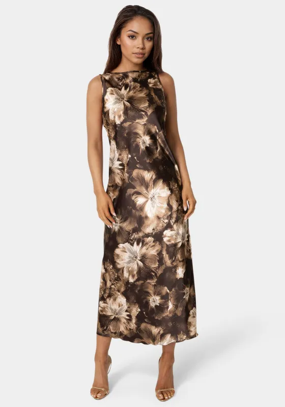 Satin Sleeveless A-Line Maxi Dress sold by Bebe