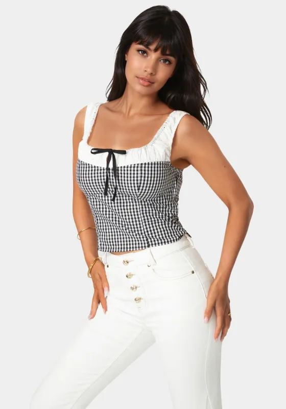 Gingham Front Tie Top made by TC
