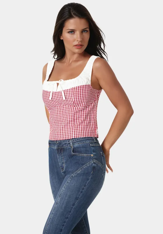 Gingham Front Tie Top made by TC