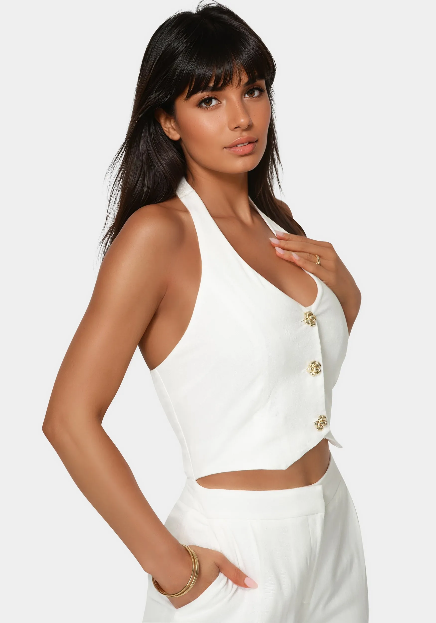Tailored Vest Style Halter Jumpsuit sold by Bebe product image thumbnail 3