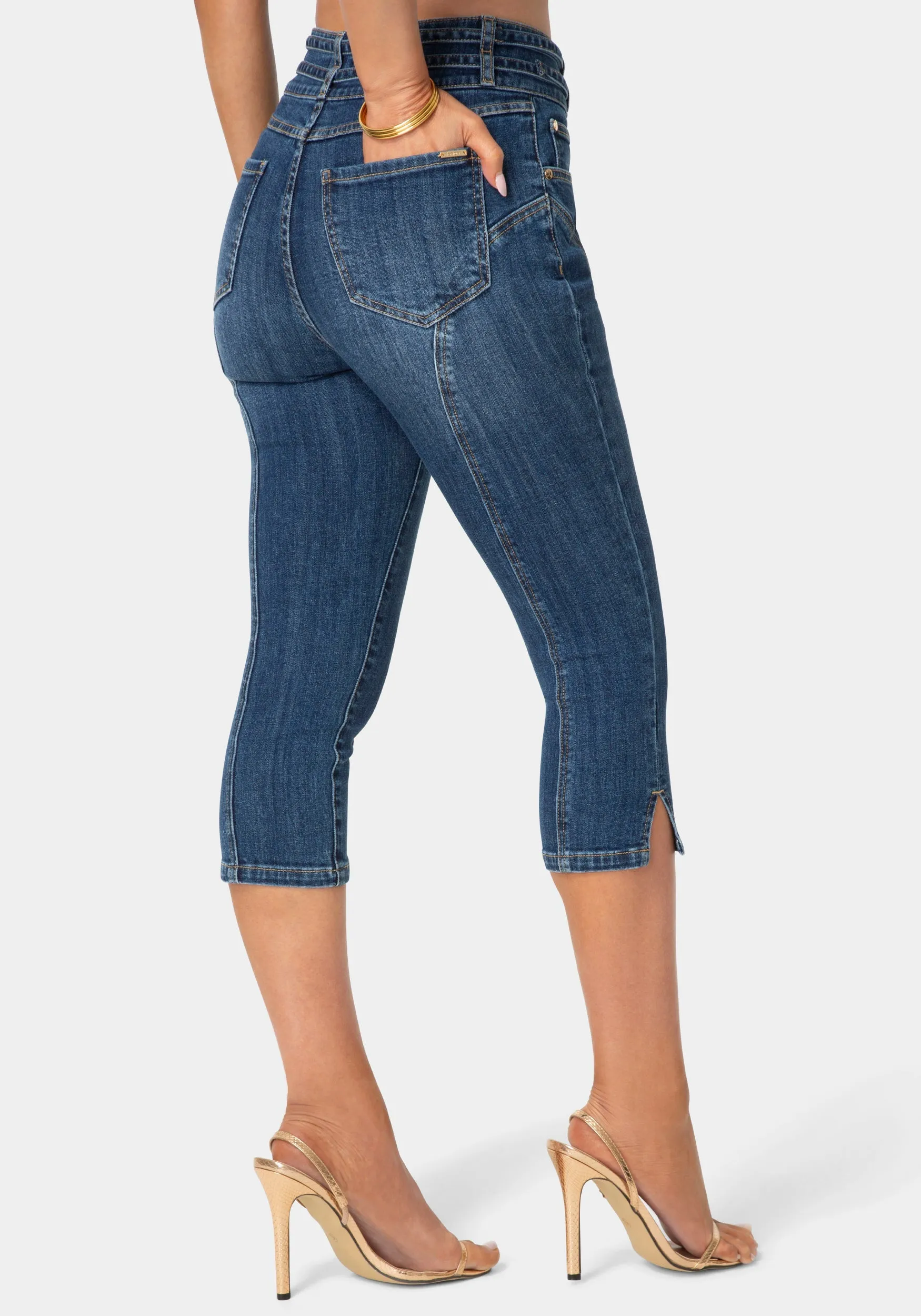 Double Belted Denim Capri sold by Bebe product image thumbnail 3