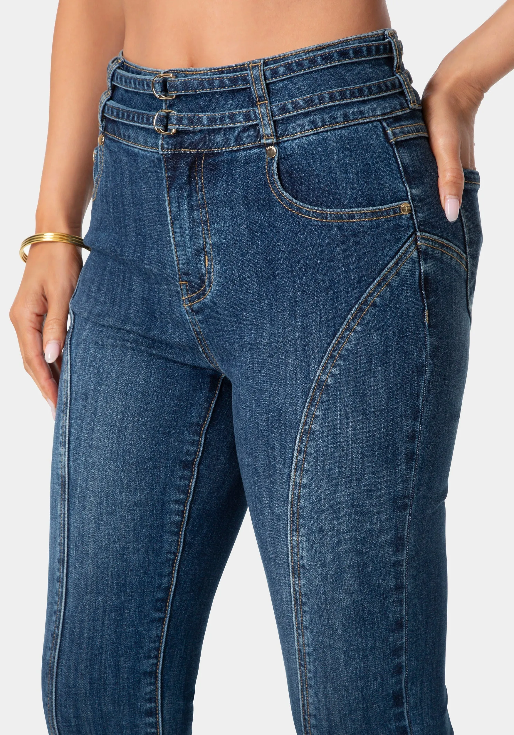 Double Belted Denim Capri sold by Bebe product image thumbnail 4