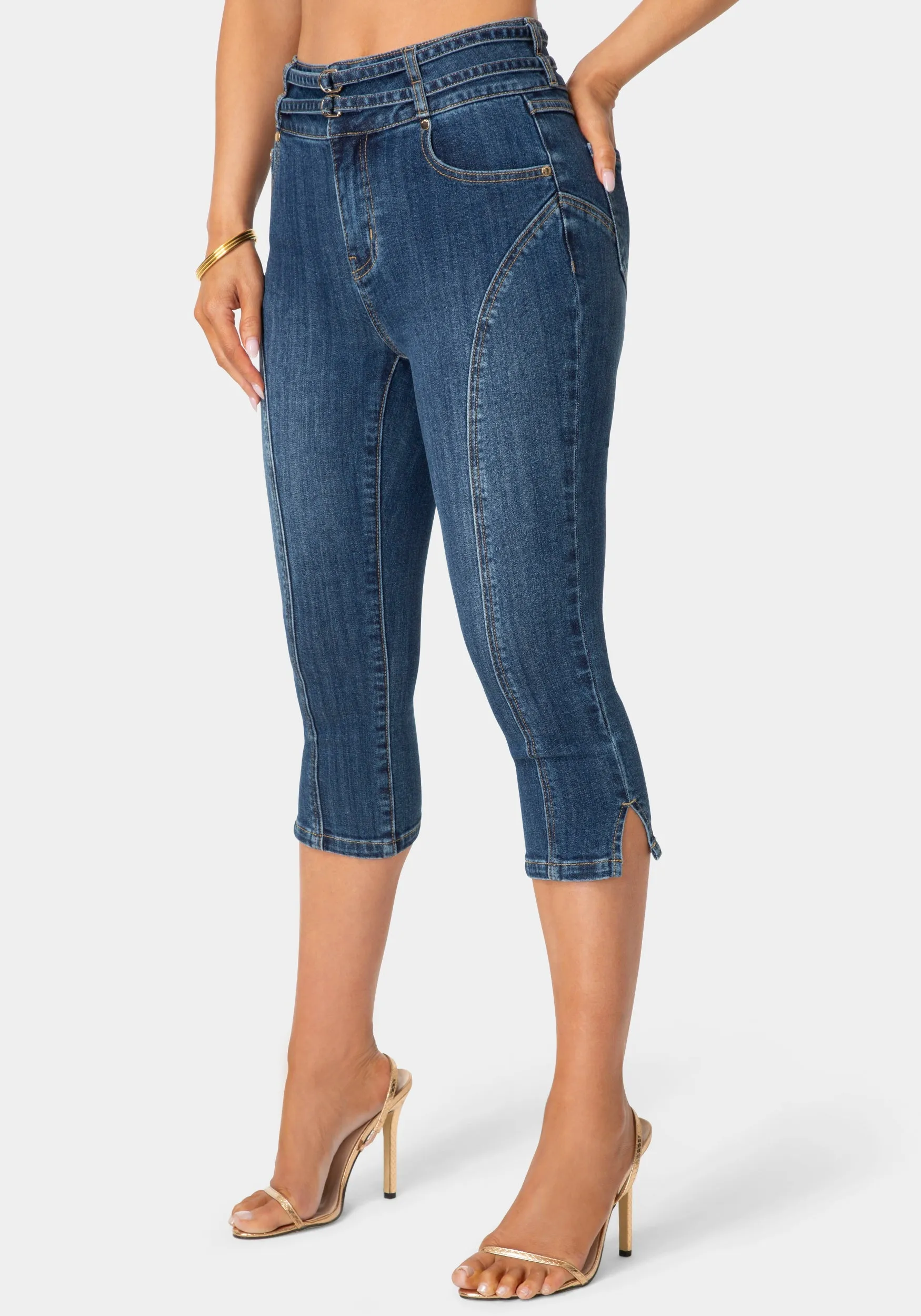 Double Belted Denim Capri sold by Bebe product image thumbnail 5