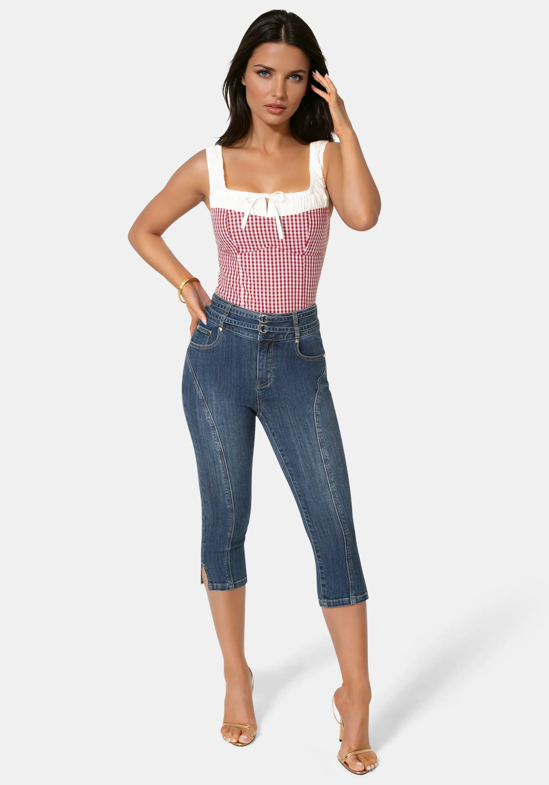 Double Belted Denim Capri sold by Bebe product image thumbnail 2