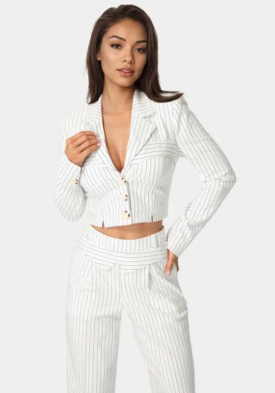 Tailored Cropped Pinstripe Blazer made by TC