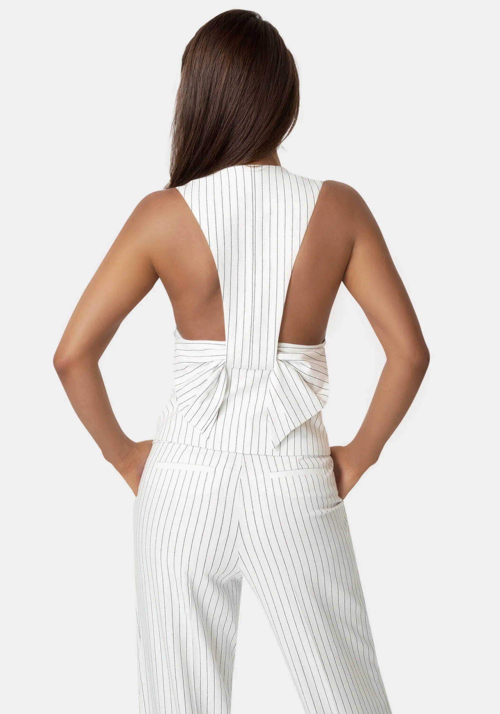 Pinstripe Linen Back Bow Vest sold by Bebe product image thumbnail 3