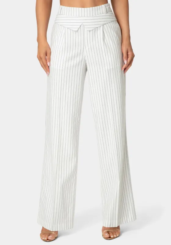 Tailored Pinstripe Straight Wide Leg Pant sold by Bebe