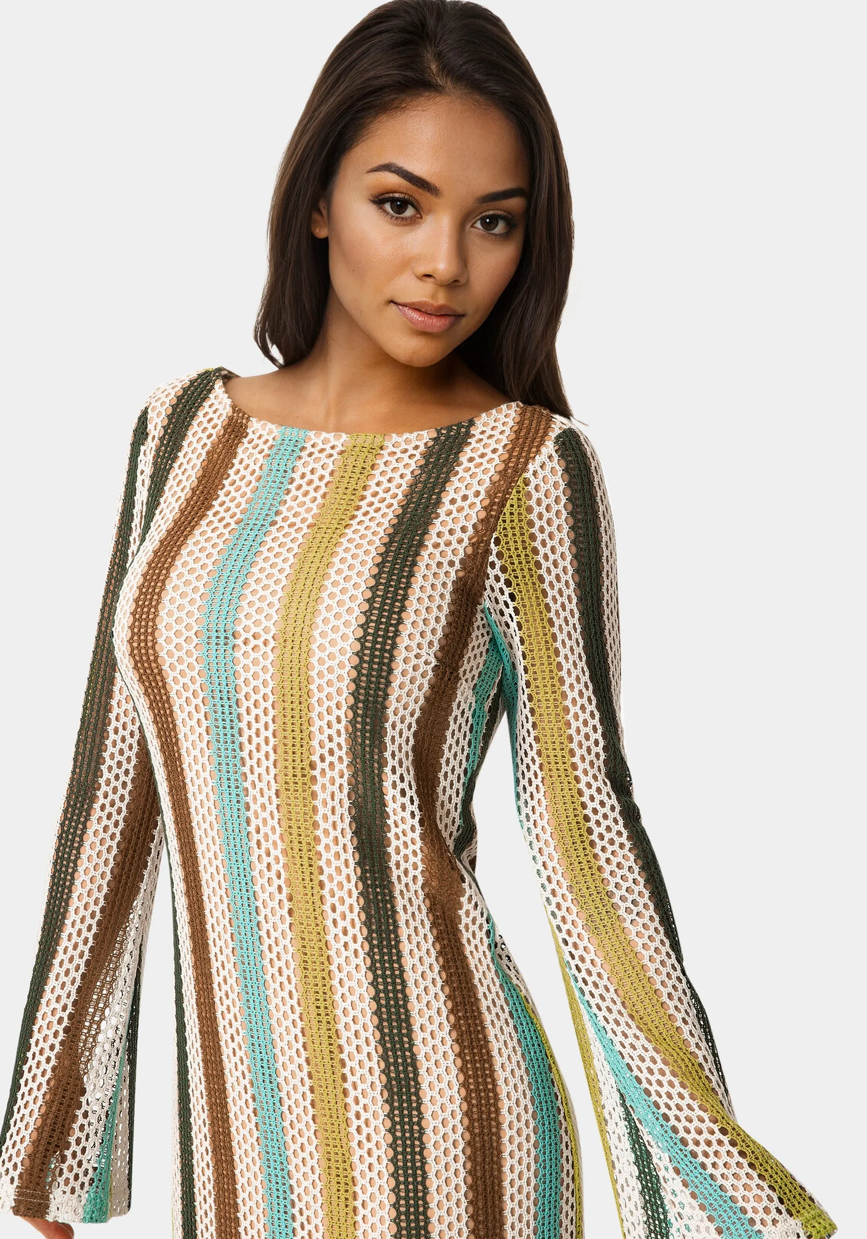 Striple Long Sleeve Slim Dress sold by Bebe product image thumbnail 4